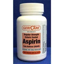 Gericare Aspirin Pain Reliever Regular Strength Enteric Coated Tablets 100ct