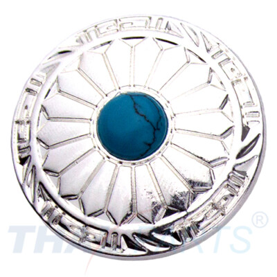 Concho #085 30mm Wild Hearts Conchos Silber Stein Blau