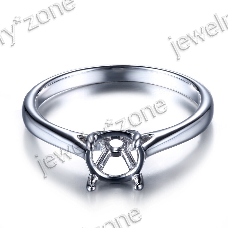 Sterling Silver 925 Round Cut 6.5mm Prong Set Wedding Party Fine Ring
