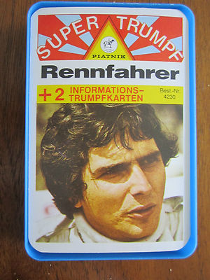 Quartettspiel Super Trumpf Rennfahrer  Piatnik 4230 32 Karten plus Deckblatt 