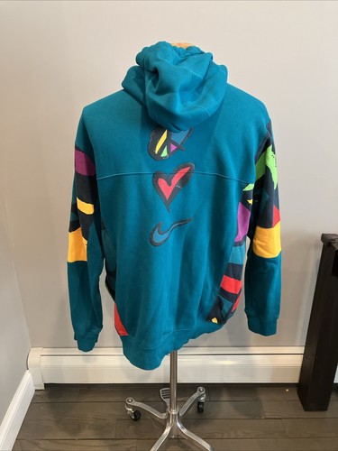 Peace Love Nike Men’s Pullover Sweatshirt Size XL Blue Purple Yellow - Picture 4 of 10