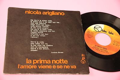 Nicola Arigliano 7'' La Prima Notte Orig Bla Bal 1970 NM Gatefold Cover Battiato