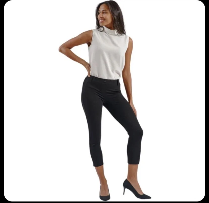 Betabrand Crop Classic Dress Pant Yoga Pants Capri Black Size