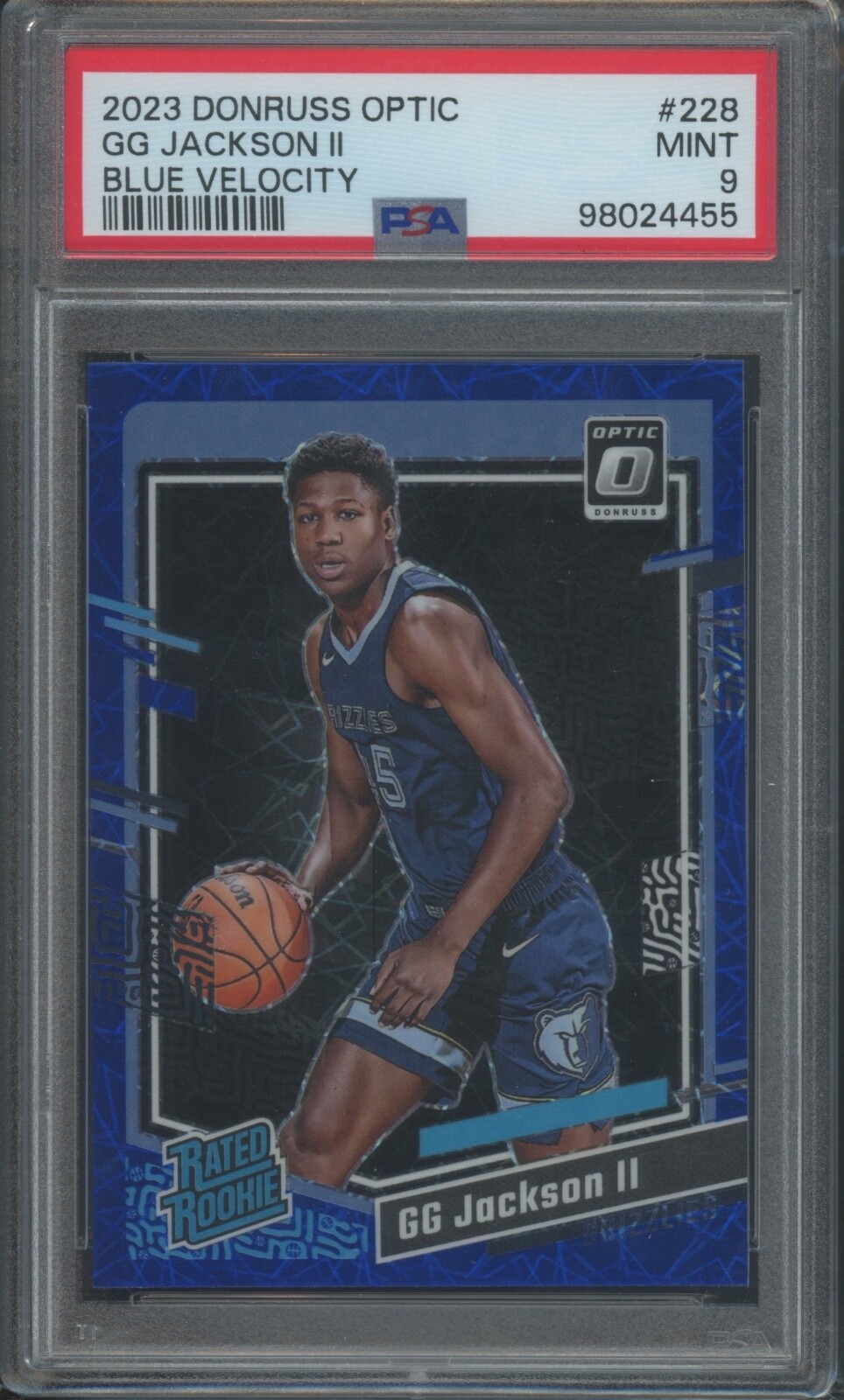 2023-24 Panini Donruss Optic GG Jackson #228 RC Rookie Blue Velocity PSA 9