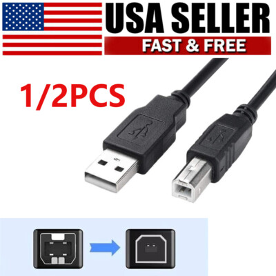 USB 2.0 Printer Cable A Male to B Male Cord for HP Epson Canon Dell