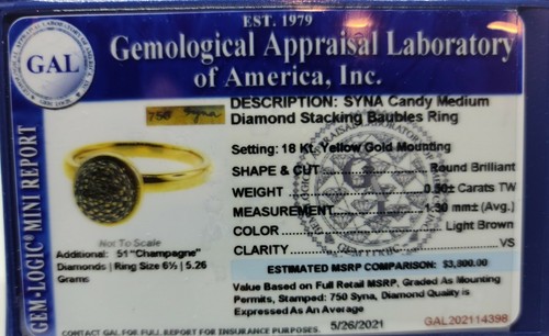 18K Yellow Gold SYNA Candy Champagne Diamond Bubble Ring Size 6.5 MSRP $3,800 - Picture 10 of 10