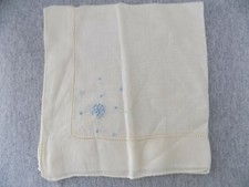 Vtg Handkerchief Hankie White w Blue Embroidered Flower in Corners