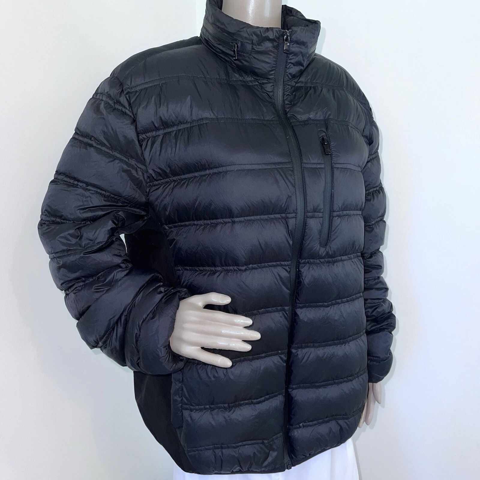 Michael Kors XL (L) Piumino Imbottito Nero Puffer Giacca Cappotto Cappuccio Borsa Tasche Zip