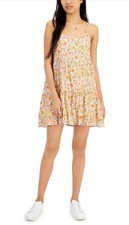 HIPPIE ROSE Womens Pink Floral Adjustable lined Pullover Midi Dress M