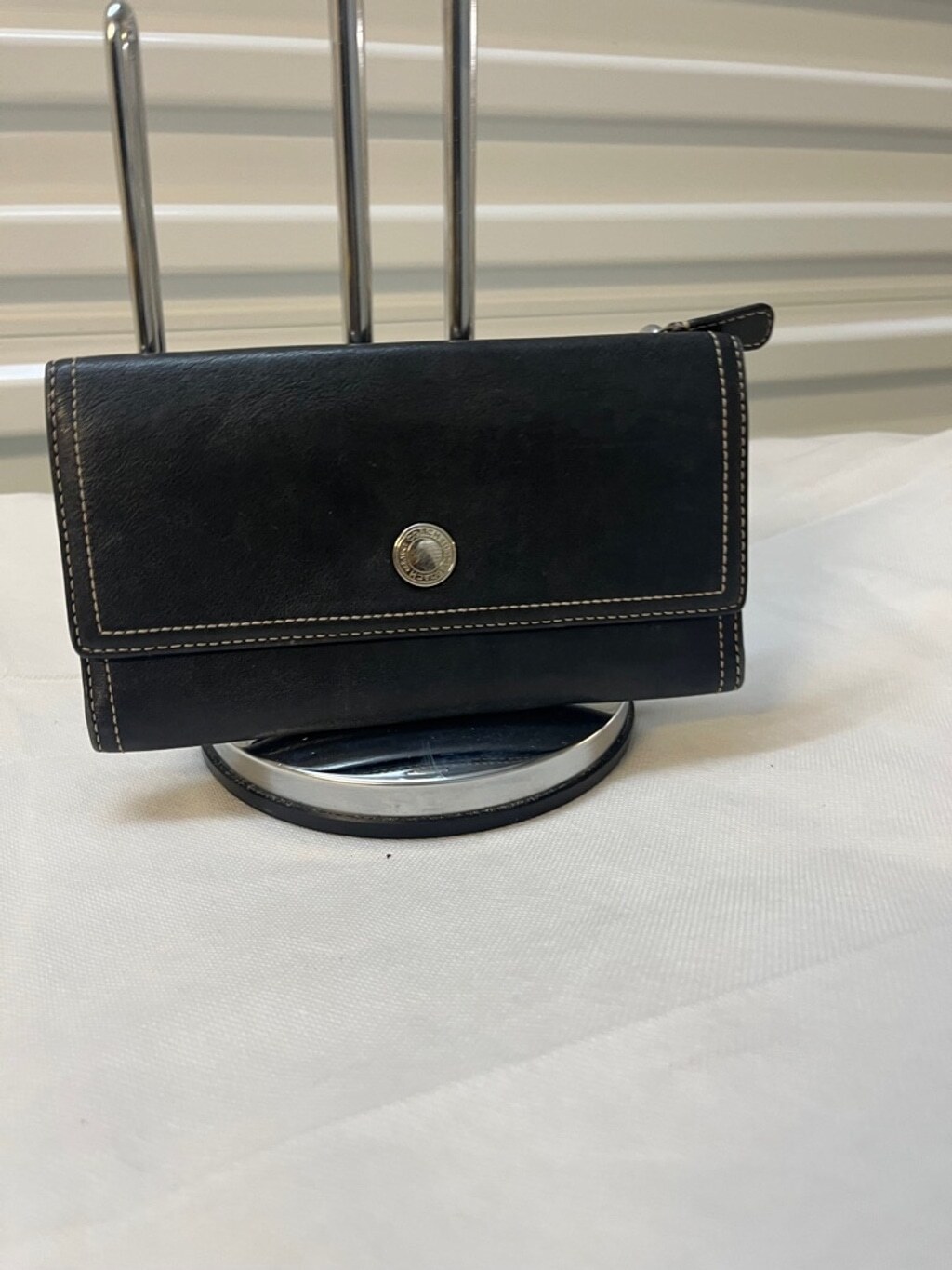 Coach Chelsea Black Leather Trifold Wallet Credit Card Holder Authentic