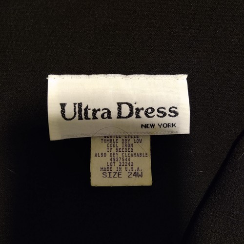 Vintage 2 pc Black Long Sleeve Coat Dress Size 24w By Ultra Dress - Picture 10 of 12