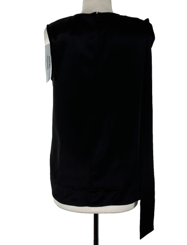NWT St. John Silk Sleeveless Removable Tie Neck Tank Blouse Black V Neck Size S - Picture 6 of 11