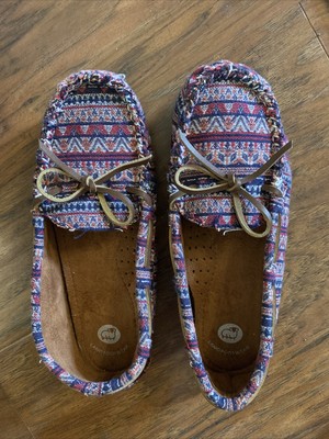 Lamo Women's Sabrina Moc ll Leather Lace Maya Colorful Design Slip-On Moccasins