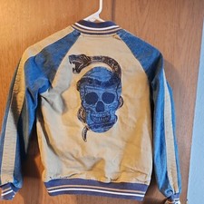 Epic Threads Big Kids Size M Skull Bomber Jacket, Denim jacket,