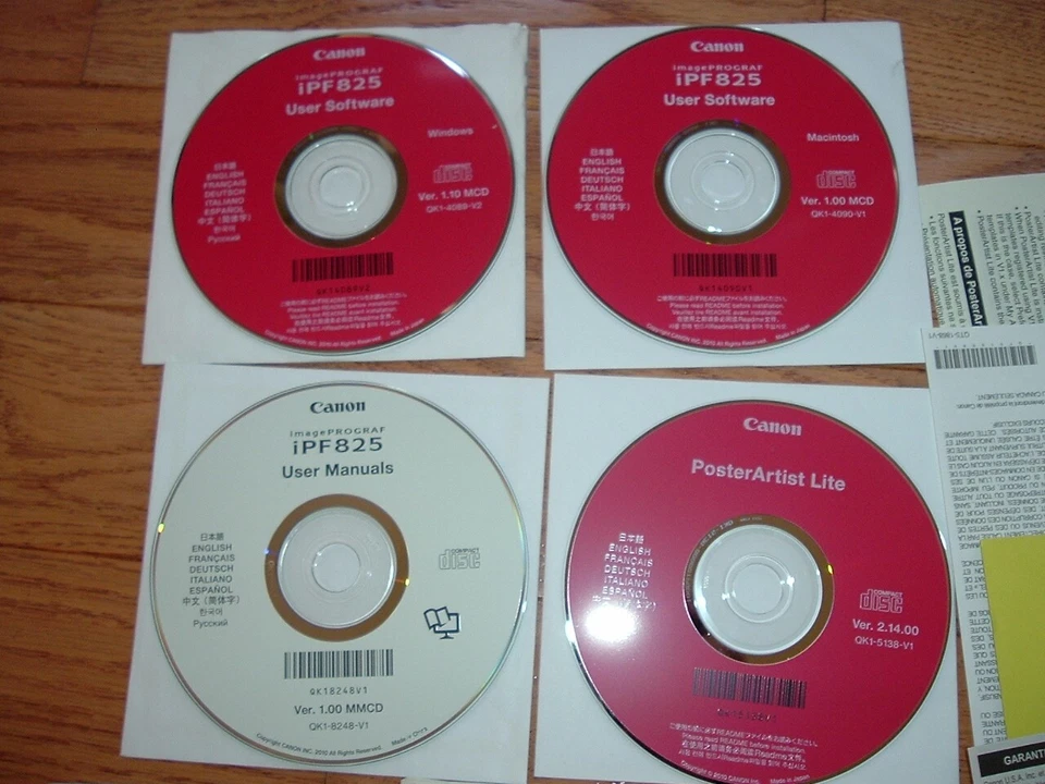 4x original software disks with drivers, manuals for Canon ImagePrograf iPF 825 - Image 2 of 4