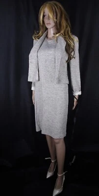 Neiman Marcus 100% Seide Woven Silk Tweed Dress Suit Kostüm Jacke Kleid  Gr M - Bild 1 von 4