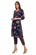 Kurti Pant Blue Color Cotton Dress Set Traditional Everyday Wear Gift