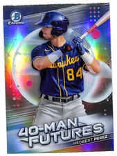 2021 Bowman Chrome Hedbert Perez 40 Man Futures insert card Brewers