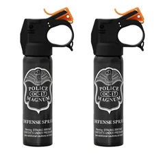 2 Police Magnum Pepper Spray 4 ounce Fire Master Fogger Self Defense Protection