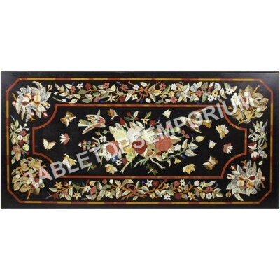 5'x3' Exclusive Marble Dining Outdoor Table Top Marquetry Inlay Home Decor E637A
