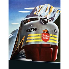 TRANSPORT CANADIAN PACIFIC RAIL MOUNTAIN CANADA TRAIN VINTAGE POSTER ART 1048PY