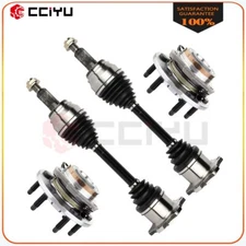 Front (2) Wheel Hub Bearing+(2) CV Axle Shaft Fits Escalade Silverado 1500 Tahoe
