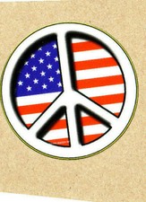 Sticker - Peace Sign USA Flag - Licensed New