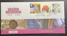 GB 150 Years Of Public Libraries Uncirculated 50p Coin Cover Free Post