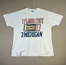 Vintage 1991 Florida State Michigan Football Tee Mens XXL Hanes Single Stitch