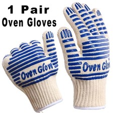 1 Pair Silicone Oven Gloves Five Finger Non-Slip for Kitchen BBQ Heat Resistant