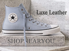 CONVERSE Chuck Taylor Men's Hi Top Premium Leather Sneakers Shoes Kicks Silver
