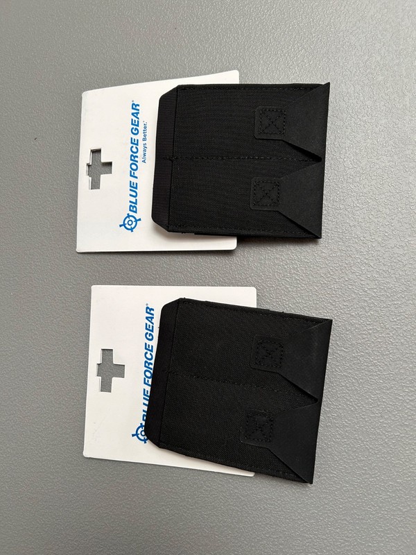 TWO BLUE FORCE GEAR DOUBLE PISTOL BELT POUCH - BLACK. UNUSED. BT-TSP-PISTOL-2-BK