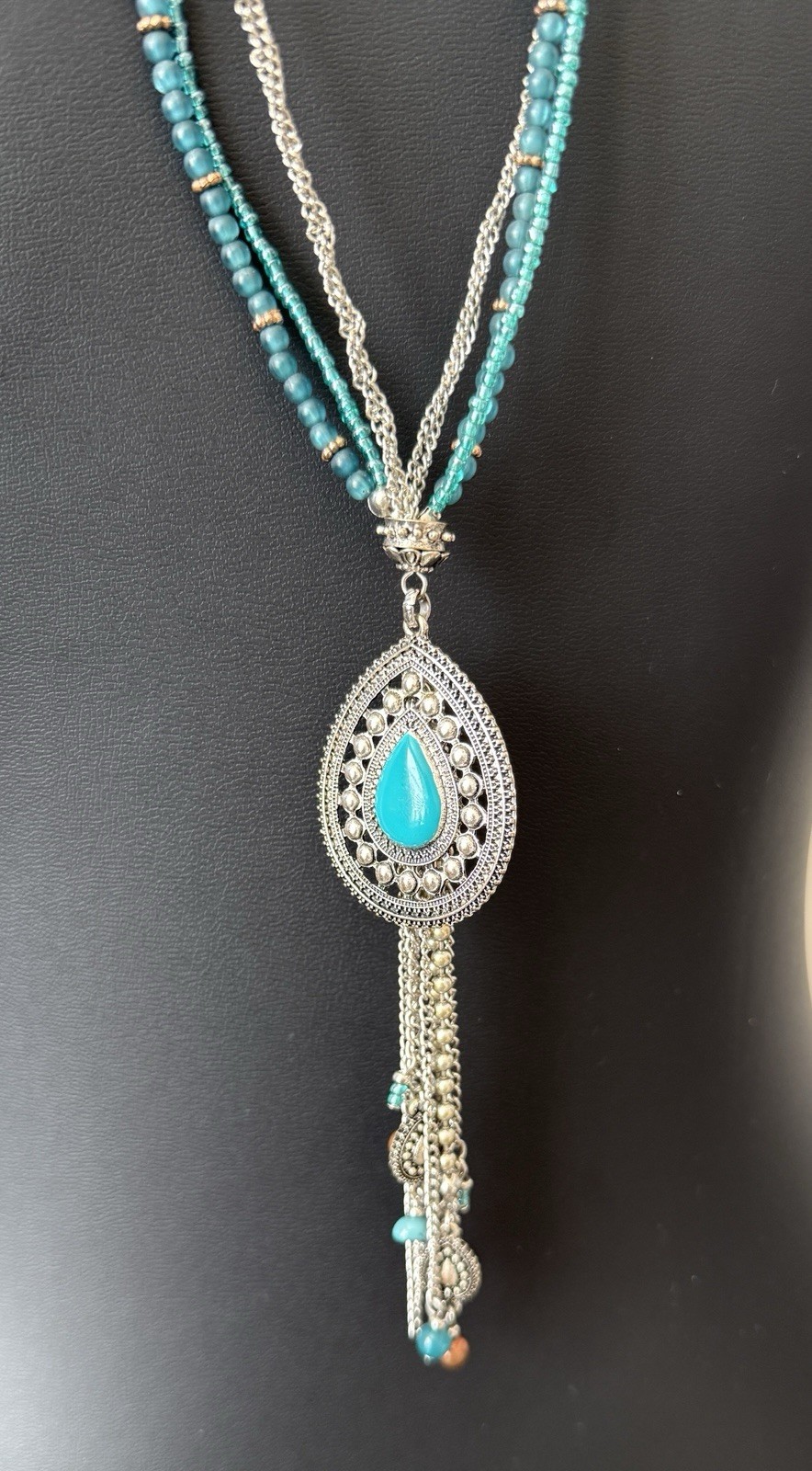 Ruby Rd. Silver Tone Turquoise Bead Multi Strand … - image 3