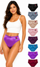 LOT 6 Women Plain Bikini Rose Love SATIN Panty Underwear S/M/L/XL/2X/3X/4X 3123