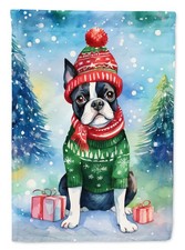 Caroline's Treasures Boston Terrier Christmas House Flag DAC3382CHF