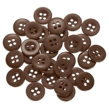 60pcs 16L Sewing Buttons 3/8" Resin Round Flat 4-Hole Craft Buttons, Brown