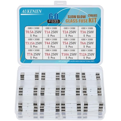 Sicherung Träge Glas Sicherungen Sortiment Kit 6x30mm 250V 12A