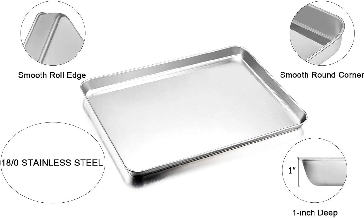 Baking Sheet Set of 2 Baking Pans Tray Cookie Sheet Stainless Steel 16 Inches
Opens in a new window 