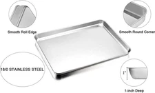 Baking Sheet Set of 2 Baking Pans Tray Cookie Sheet Stainless Steel 16 Inches 