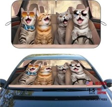 Screaming Cat Car Windshield Sunshade, Funny Foldable Front Window Sun color 4