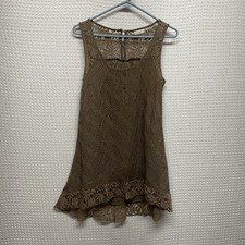 Blue Bird Sleeveless Brown Lace Hi Low Blank Top Women’s Size Small Boho Beach
