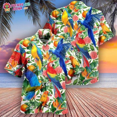 Parrot Make Red Grapefruit Flavor Hawaiian Shirt   Trendy Aloha