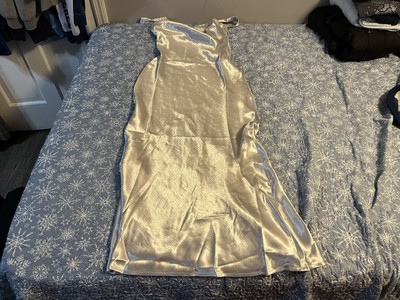 NWT 12th Tribe Women s Large Orion Chrome Maxi Dress Silver Shiny