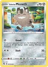 Galarian Meowth Common SWSH08: Fusion Strike 180/264 NM English