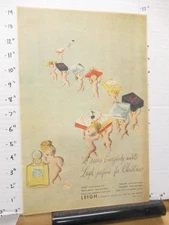 newspaper ad 1945 LEIGH perfume bottle box naked girls doll Shulton NYC