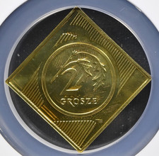 Poland 2 Grosze 2005   NGC MS 66  UNC  Klippe