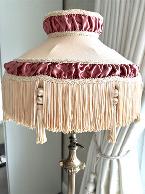 Viktorianischer Downton Abbey traditioneller antiker Deko beige Fransen Lampenschirm 14 Zoll 36 cm