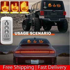 Finger Gesture Light with Remote LED Car Back Window Funny Sign Hand Light US