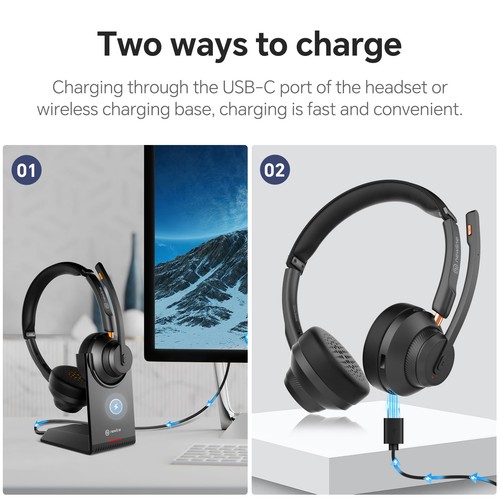 Wireless Headsets with Mic, 5.1 Bluetooth Headset with AI Noise Cancelling Mi... - Picture 4 of 8