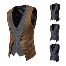 Splicing Men Vest Waistcoat for Tuxedo Wedding Tuxedo Prom Formal Business Vest